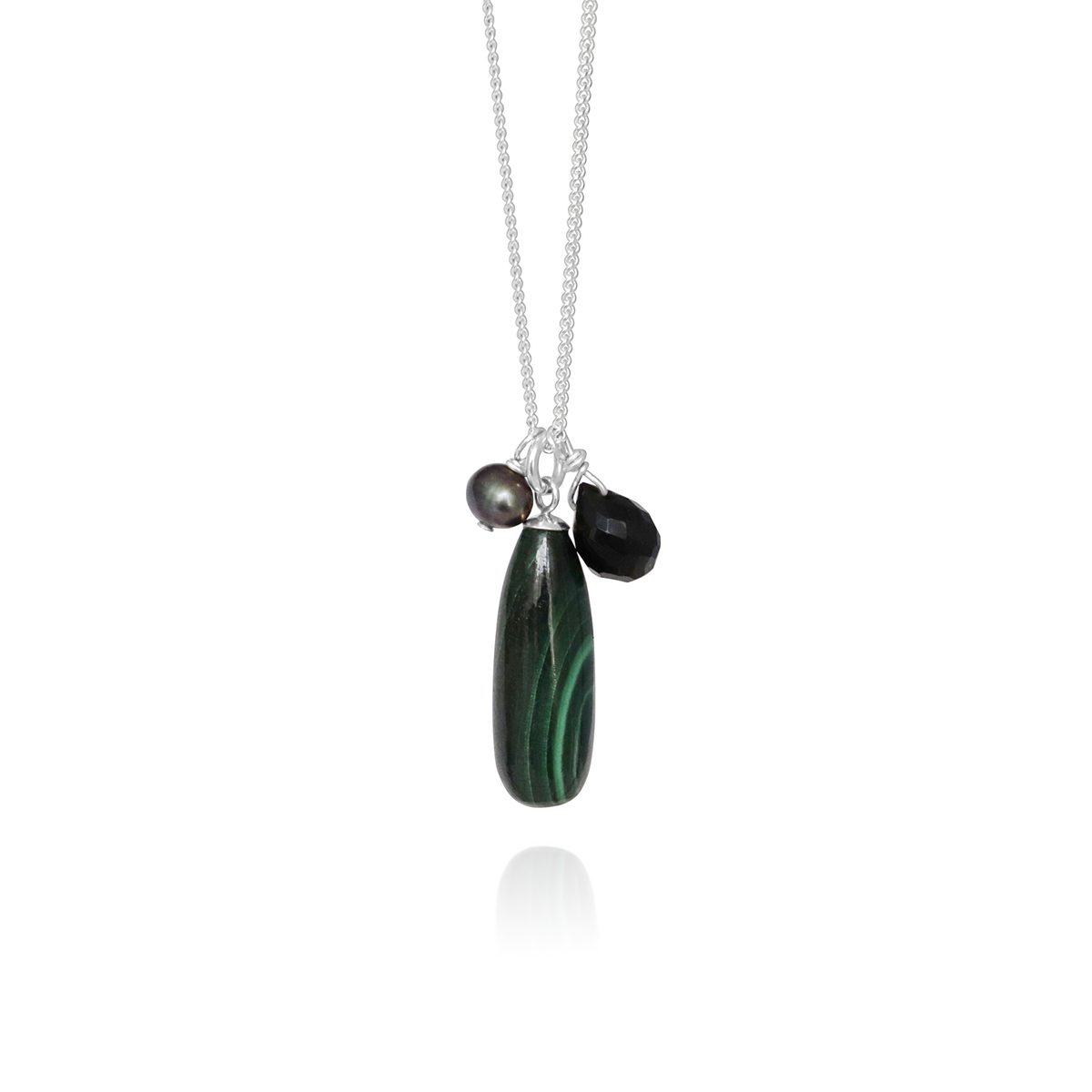 Long Teardrop Gemstone Cluster Pendant