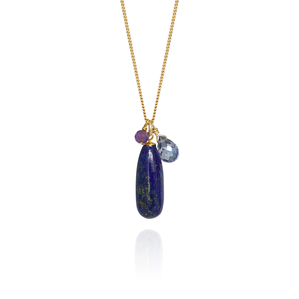 Long Teardrop Gemstone Cluster Pendant