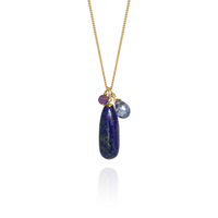 Long Teardrop Gemstone Cluster Pendant