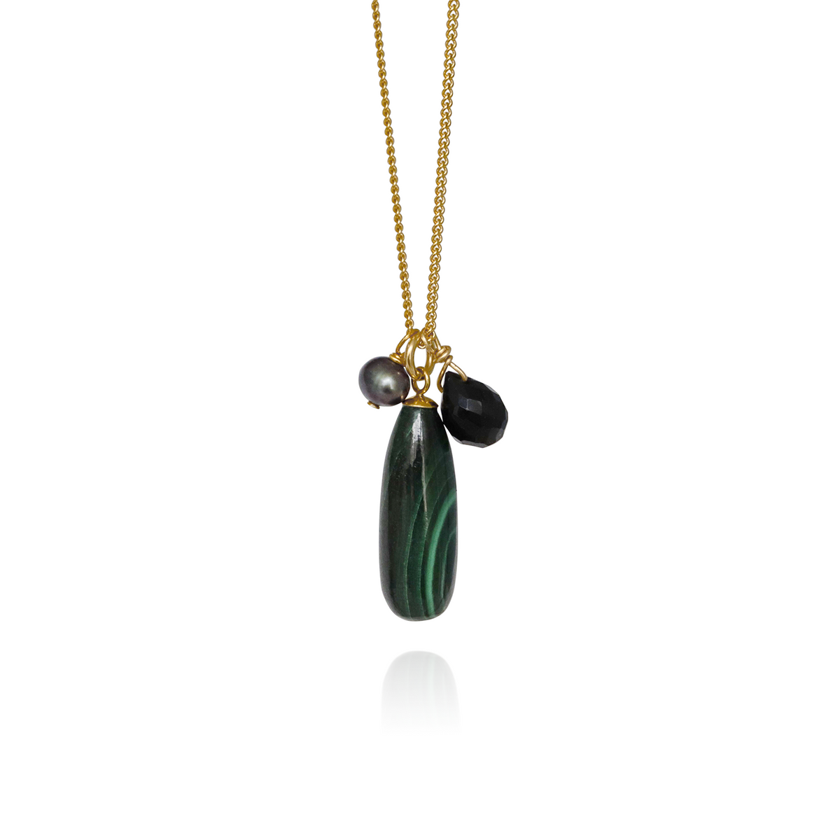 Long Teardrop Gemstone Cluster Pendant