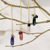 Long Teardrop Gemstone Cluster Pendant