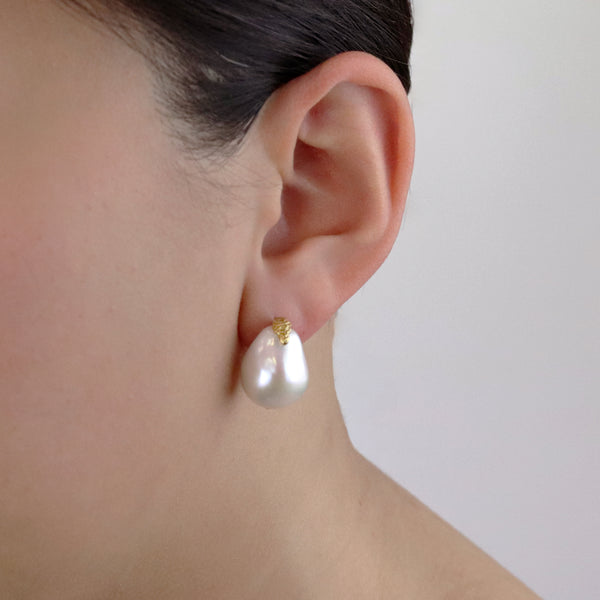 Large Organic Baroque Pearl Studs