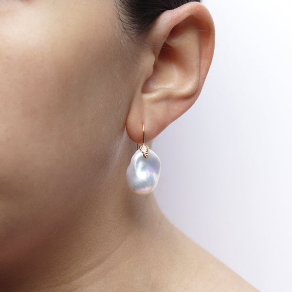 Large Organic Baroque Pearl Earrings