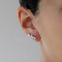 Curved Pearl Bar Earrings