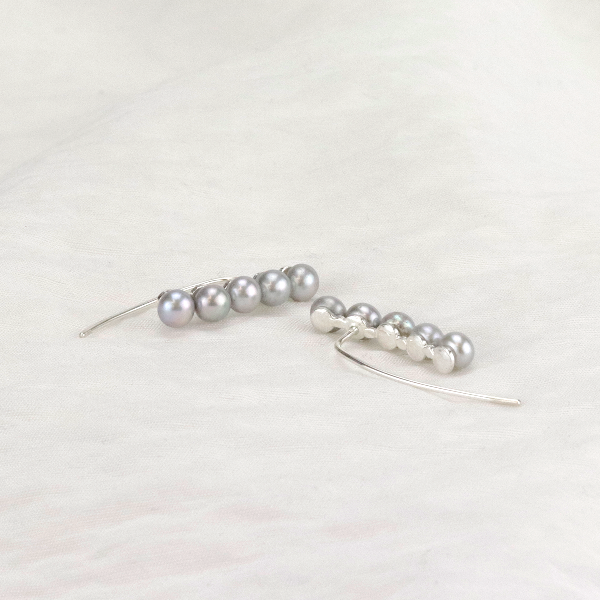 Curved Pearl Bar Earrings