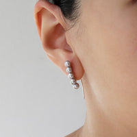 Curved Pearl Bar Earrings