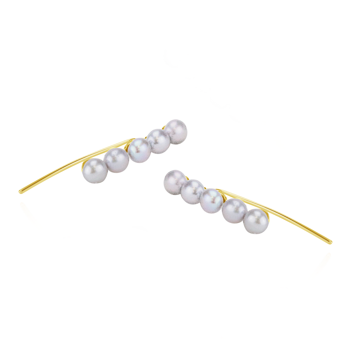 Curved Pearl Bar Earrings