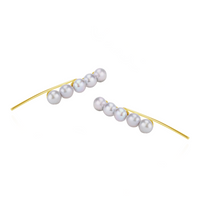 Curved Pearl Bar Earrings