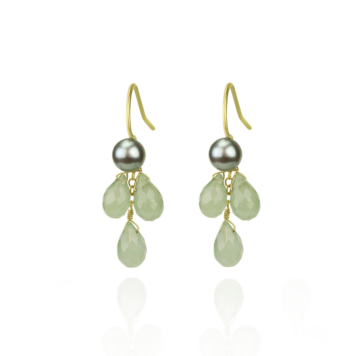 Pearl & Aquamarine Cluster Earrings