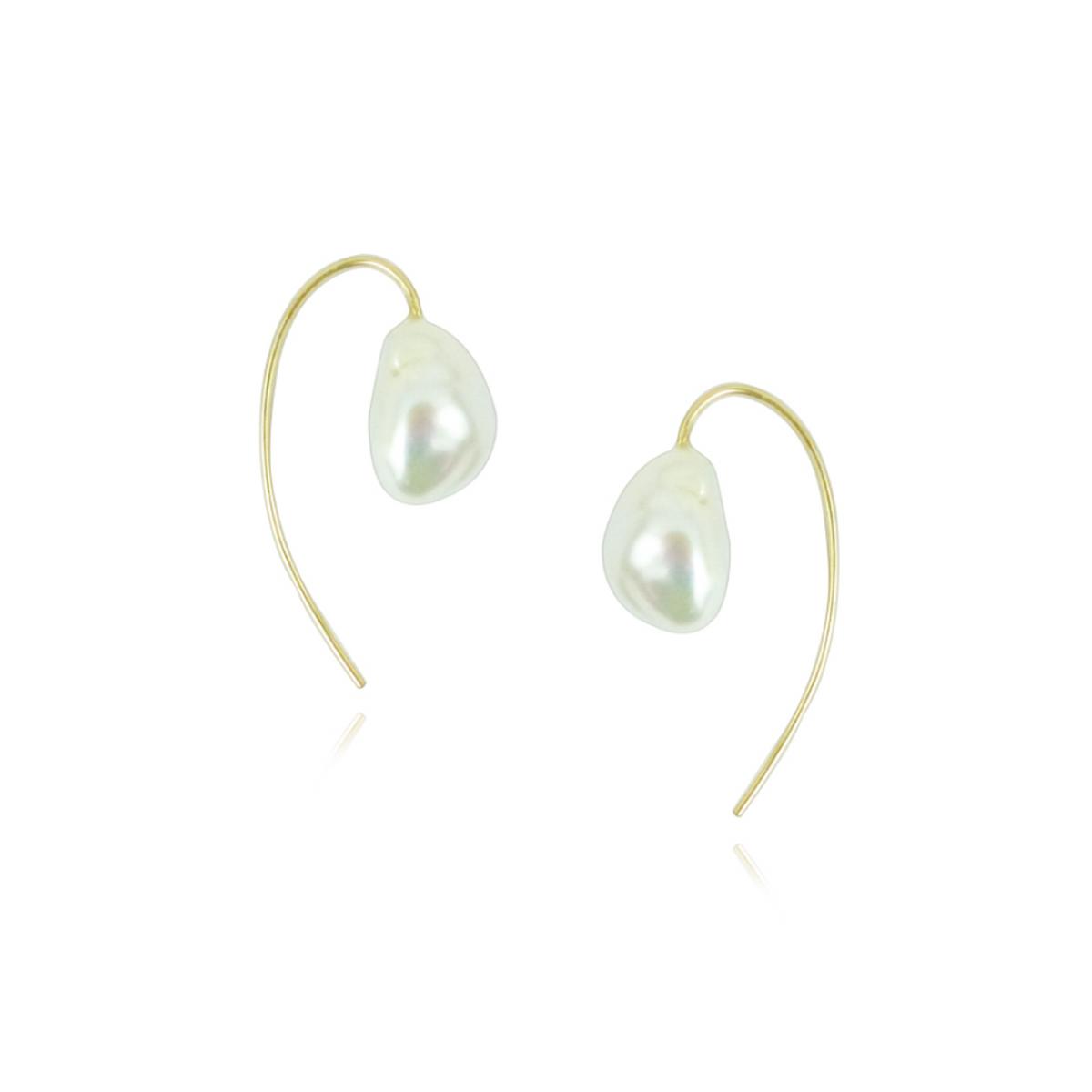 Mini Fish Hook Pearl Earrings