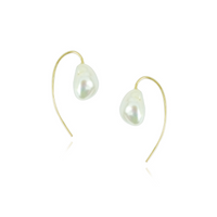 Mini Fish Hook Pearl Earrings