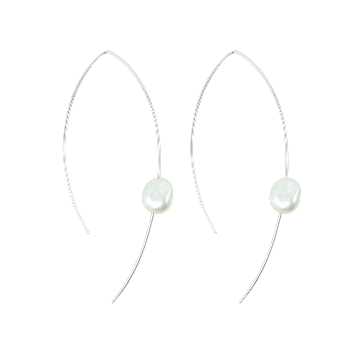 Single Pearl Fish Hook Earrings