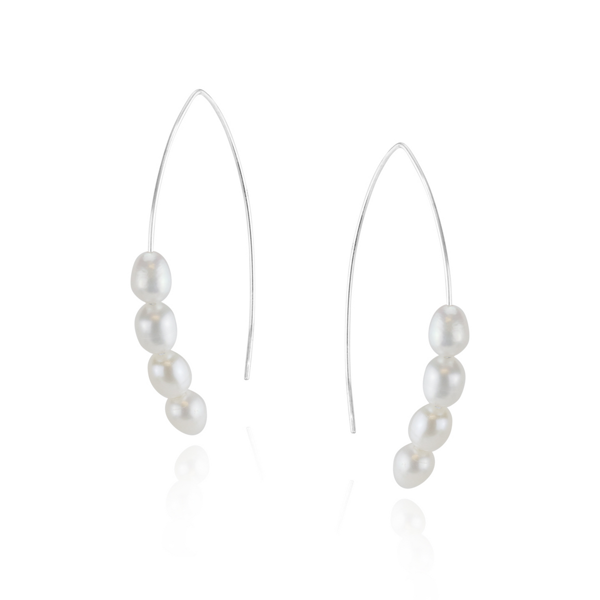 Rice Pearl Fish Hook Earrings