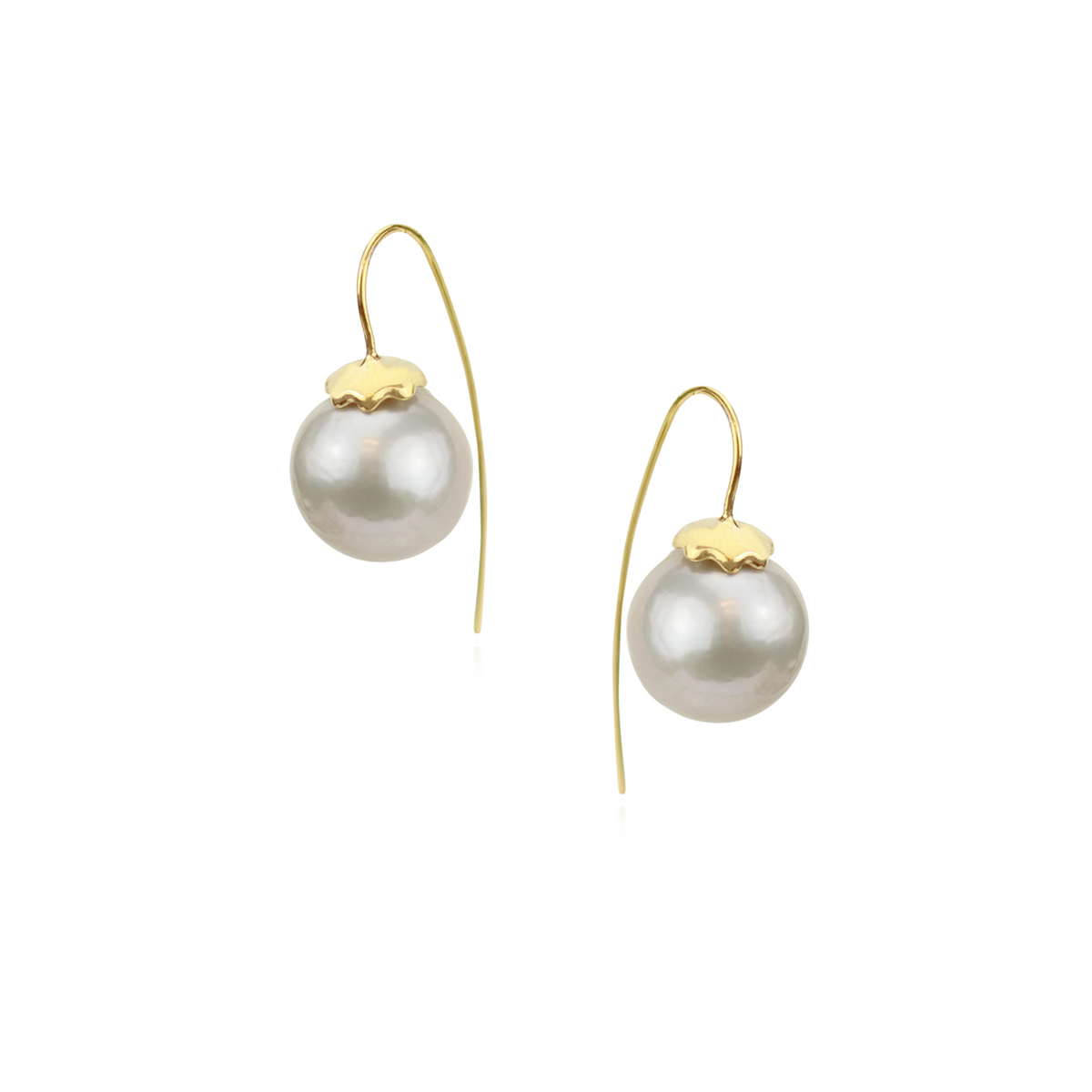 Round White Pearl Earrings
