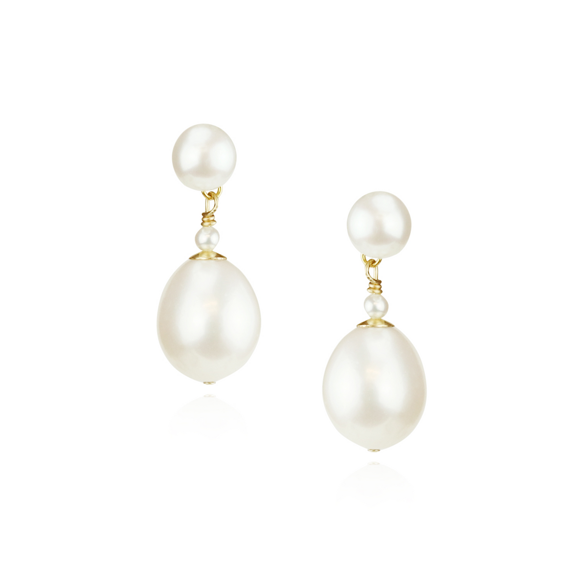 Double Pearl Drop Earrings