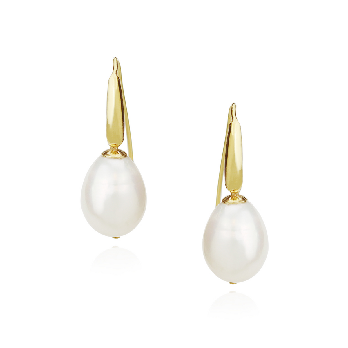 White Pearl Shield Earrings