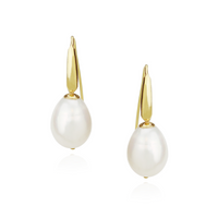 White Pearl Shield Earrings
