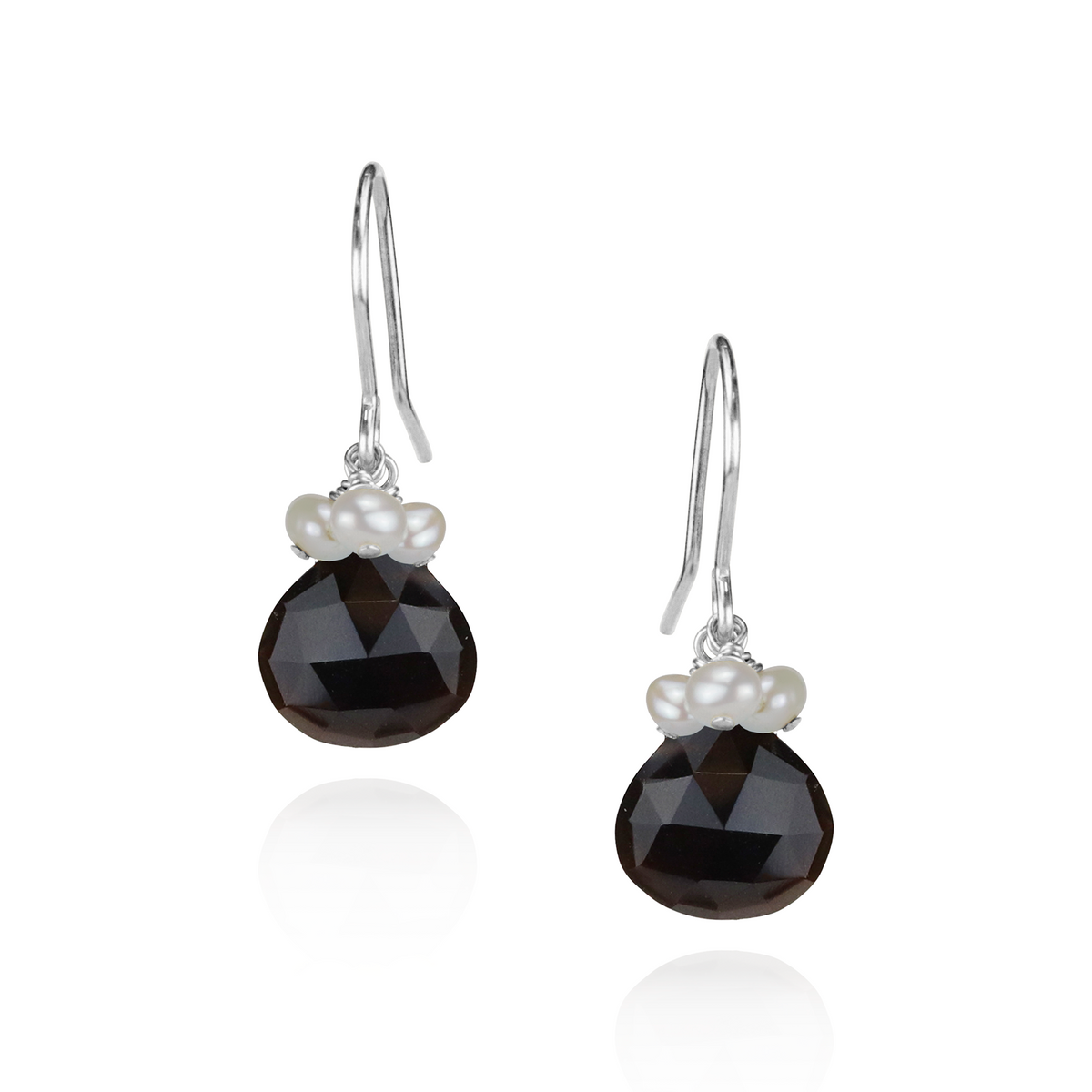Pearl Cluster & Heart Gemstone Earrings