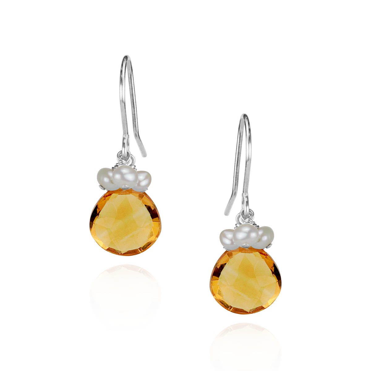 Pearl Cluster & Heart Gemstone Earrings
