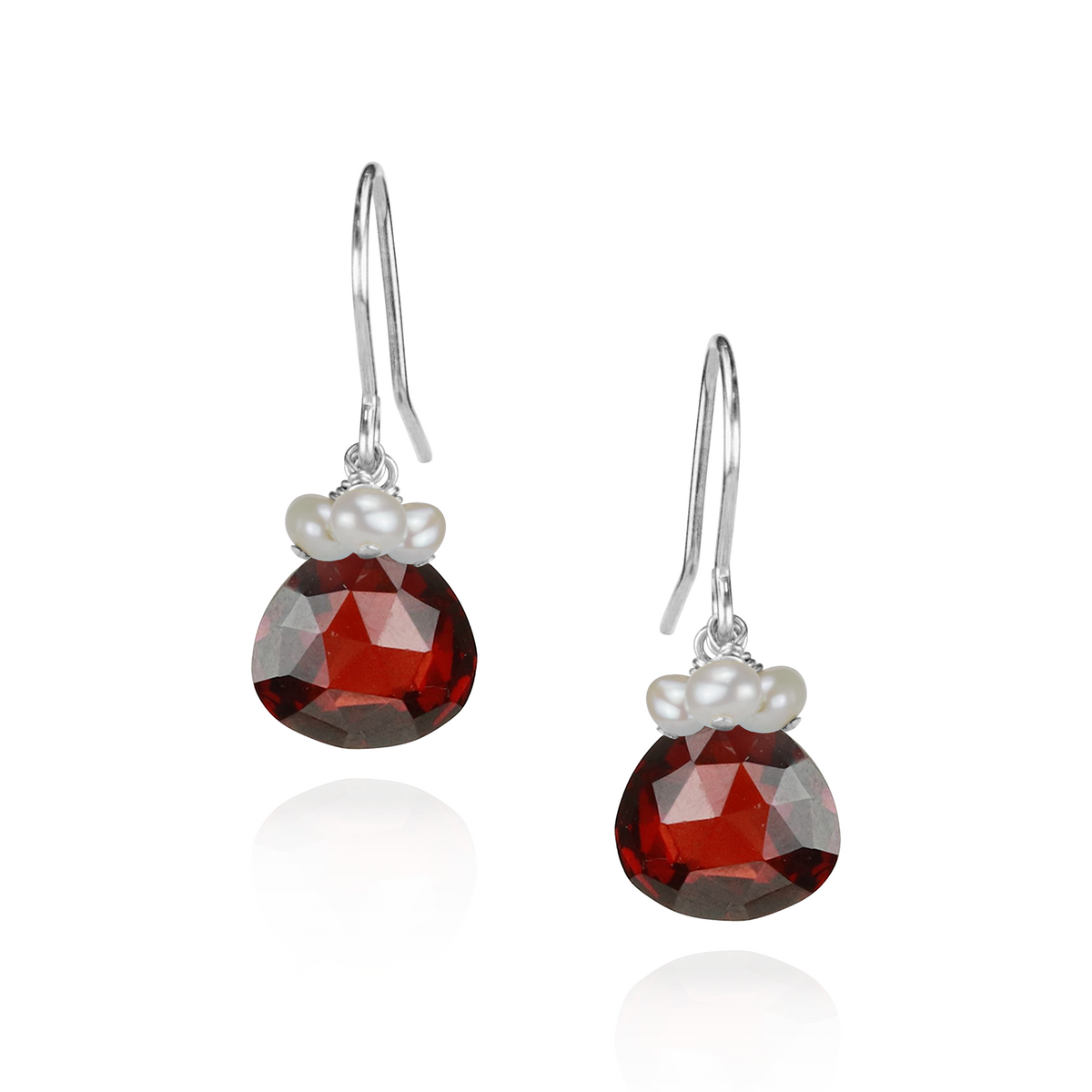 Pearl Cluster & Heart Gemstone Earrings