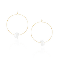 White Keshi Pearl Hoop Earrings