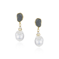 Diamonds & Pearl Drop Earrings