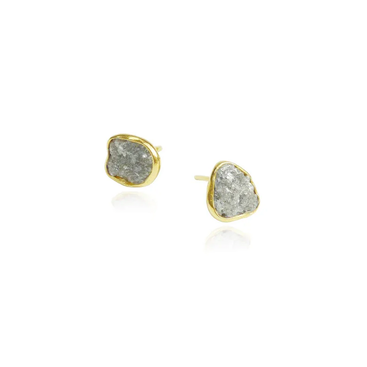 14ct Gold Rough Diamond Stud Earrings