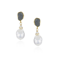 Diamonds & Pearl Drop Earrings