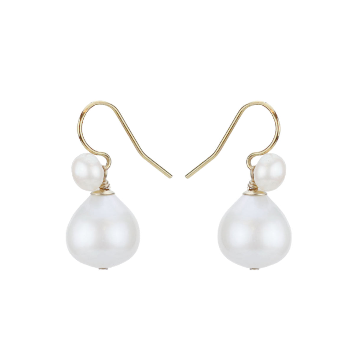 Double Pearl Ear Wire Earrings
