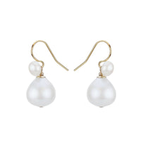 Double Pearl Ear Wire Earrings