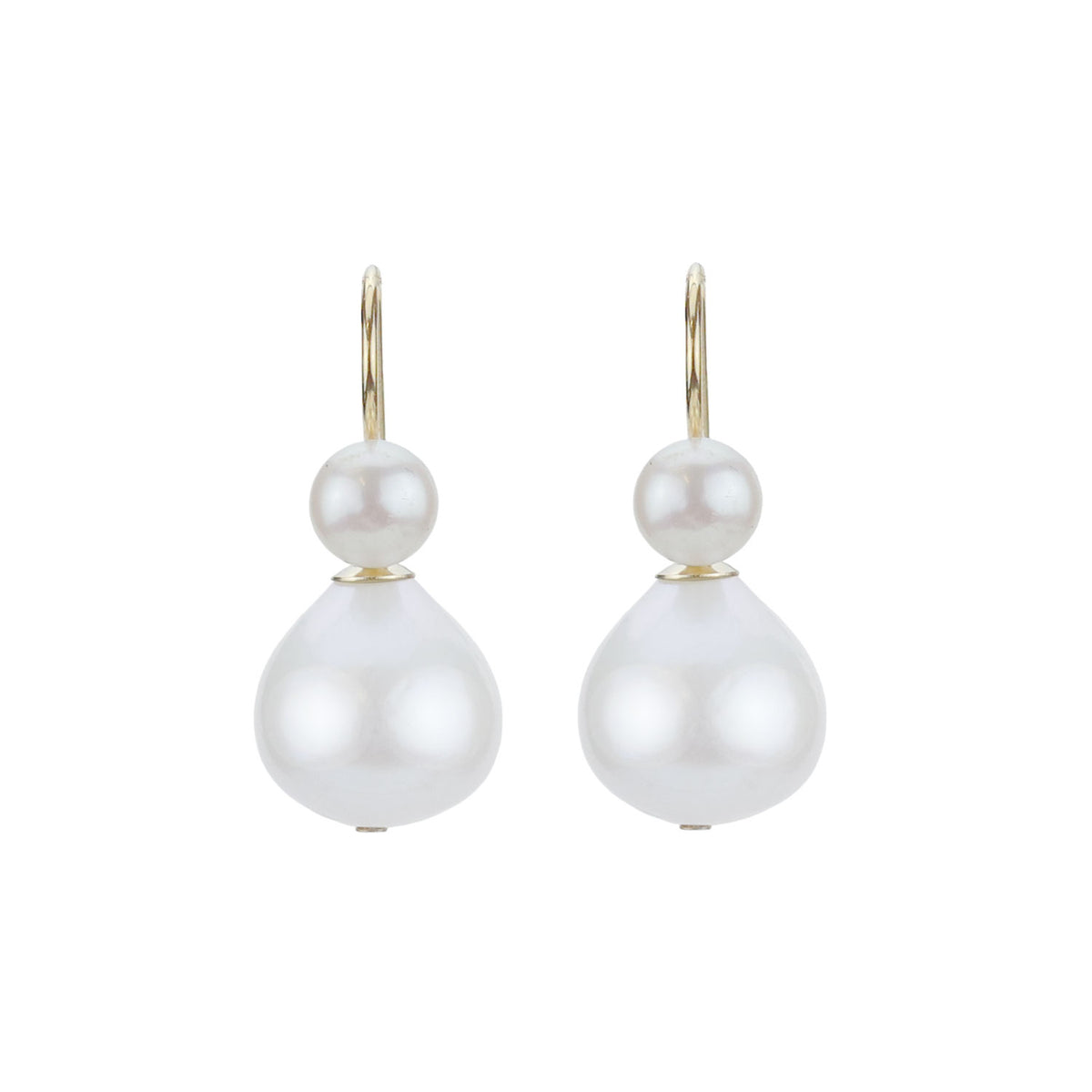 Double Pearl Ear Wire Earrings
