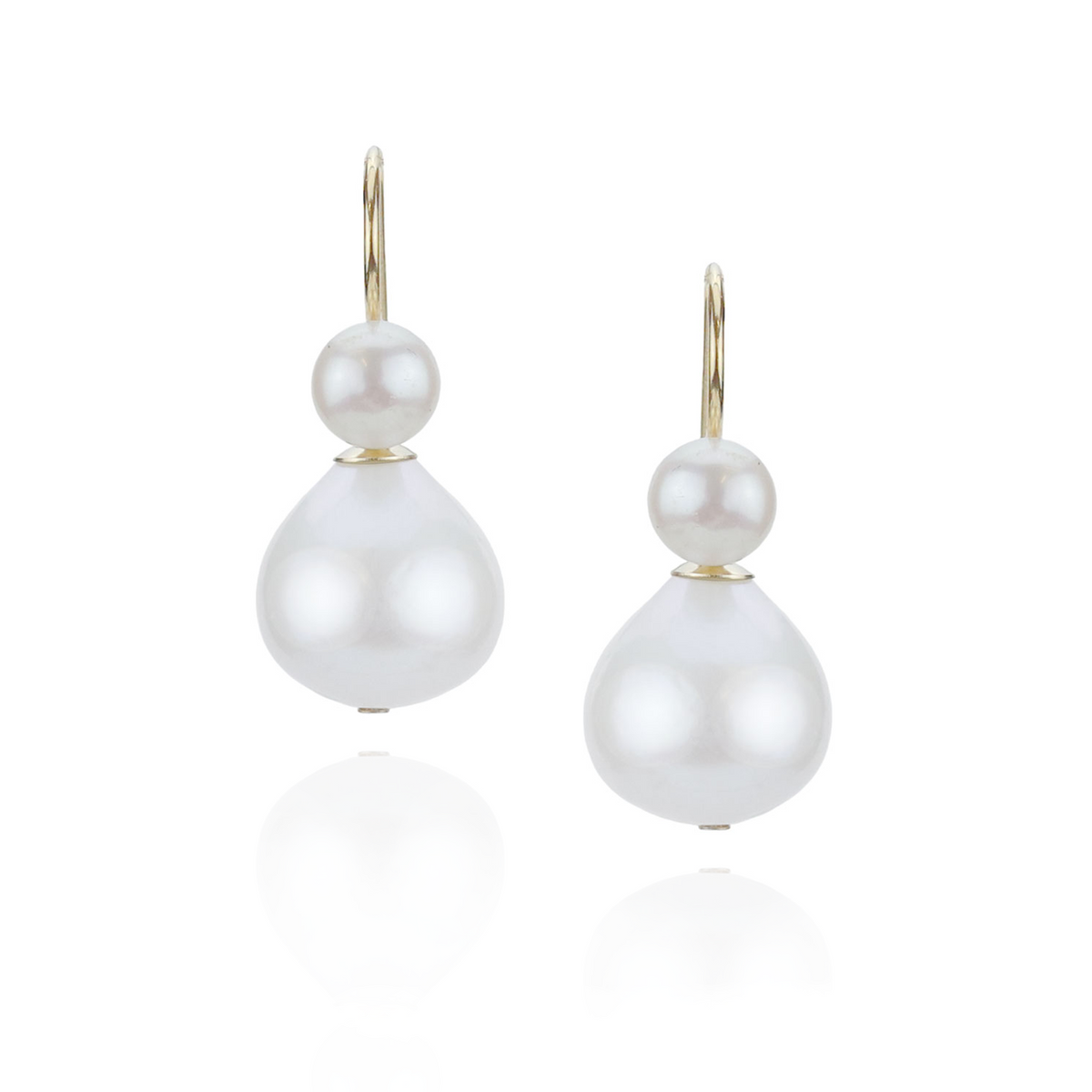 Double Pearl Ear Wire Earrings