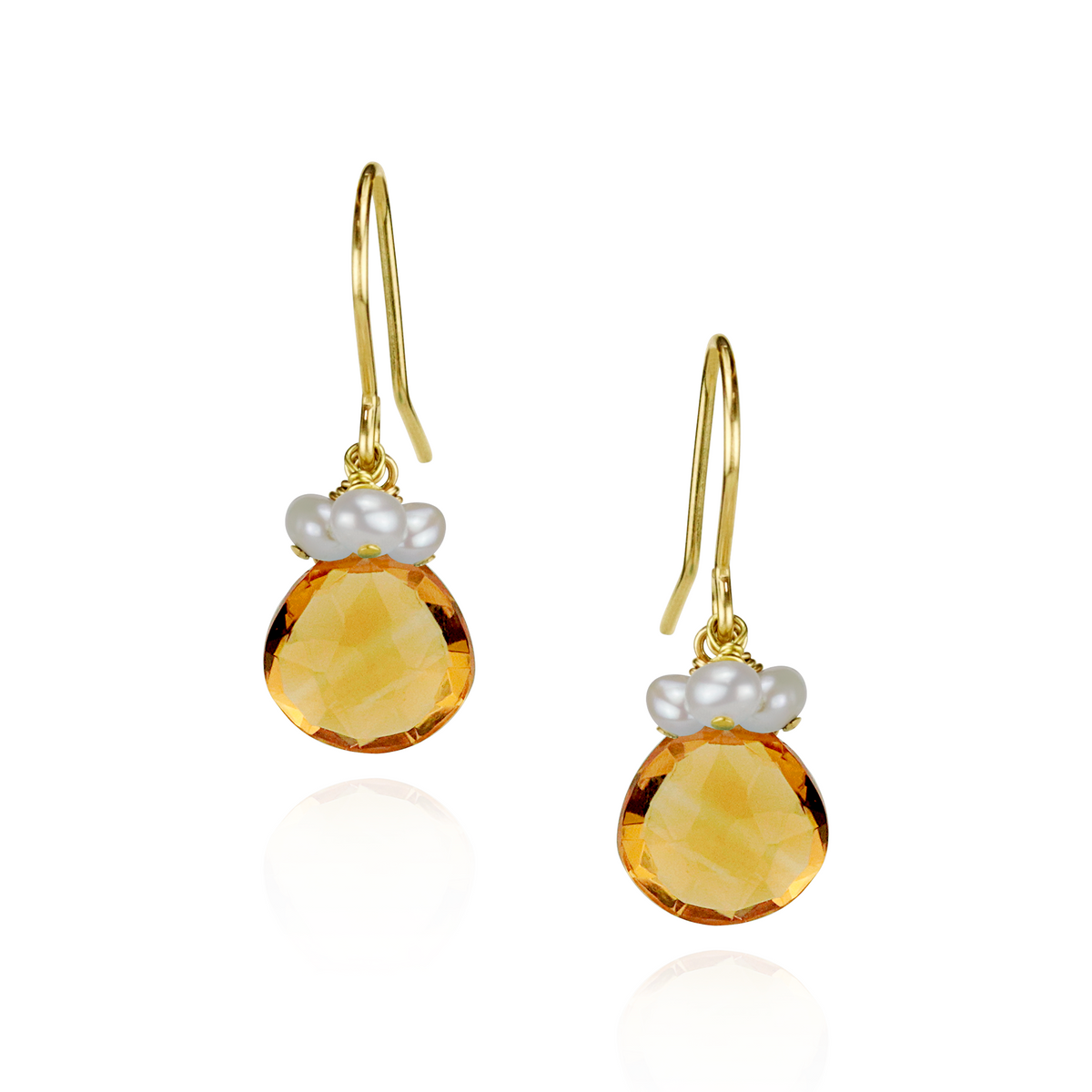 Pearl Cluster & Heart Gemstone Earrings