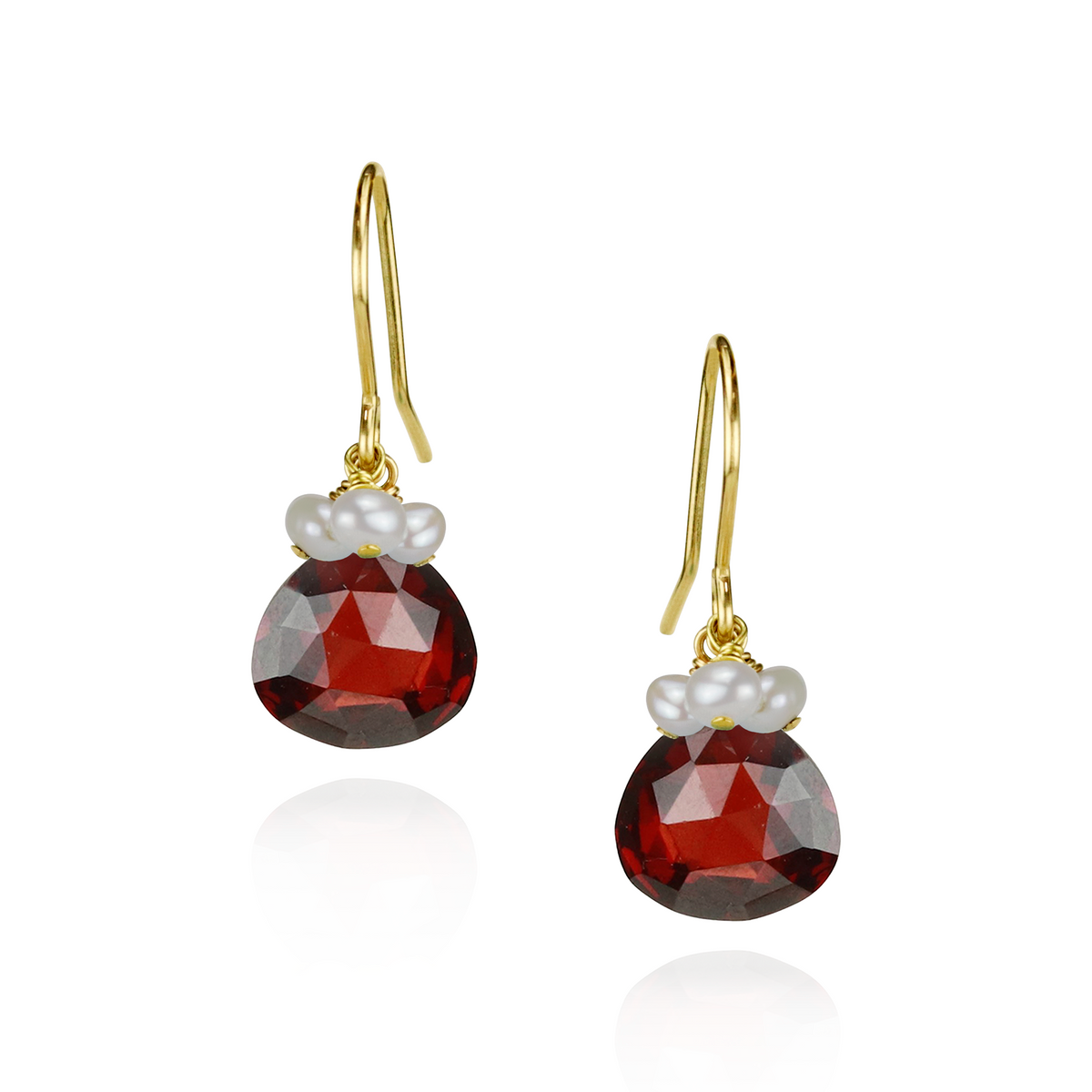 Pearl Cluster & Heart Gemstone Earrings