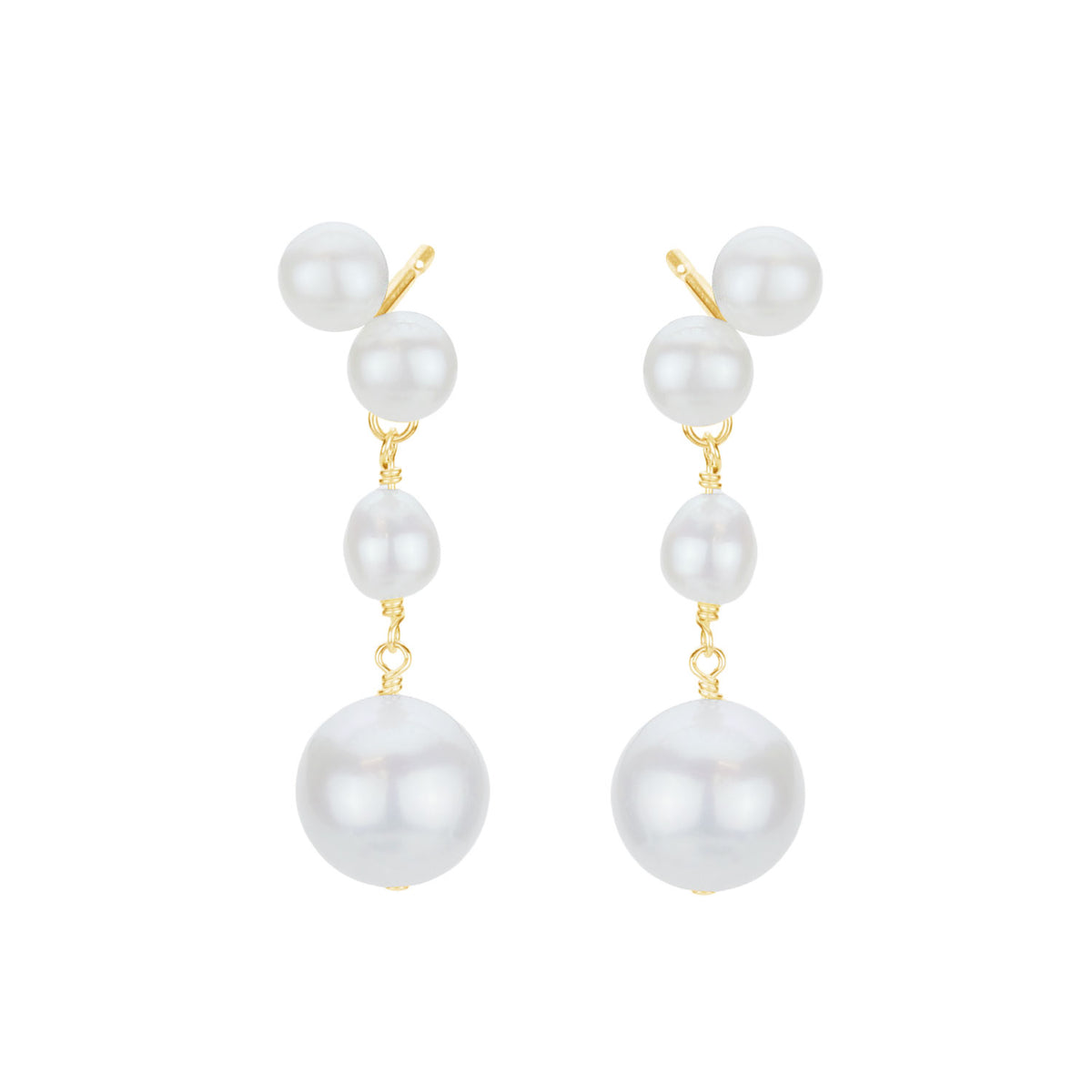 Double Pearl Studs with Pearl Drop Earrings