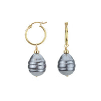 Latch Back Shell Pearl Drop Earrings