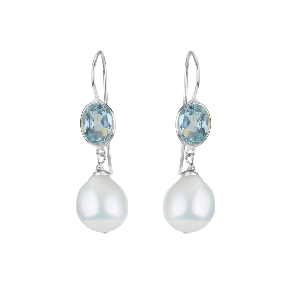 Green Amethyst & Pearl Ear Wire Drop Earrings