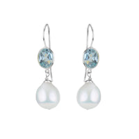 Green Amethyst & Pearl Ear Wire Drop Earrings