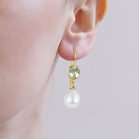 Garnet & Pearl Ear Wire Drop Earrings