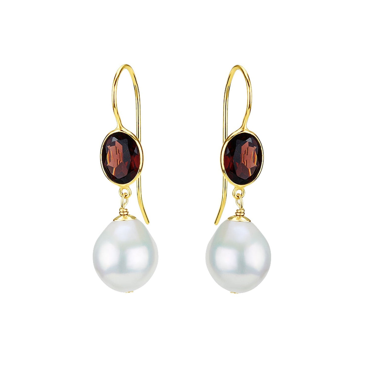 Faceted Gem & Pearl Ear Wire Drop Earrings