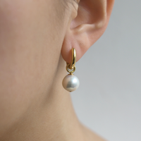 Pearl Hinged Huggie Earrings