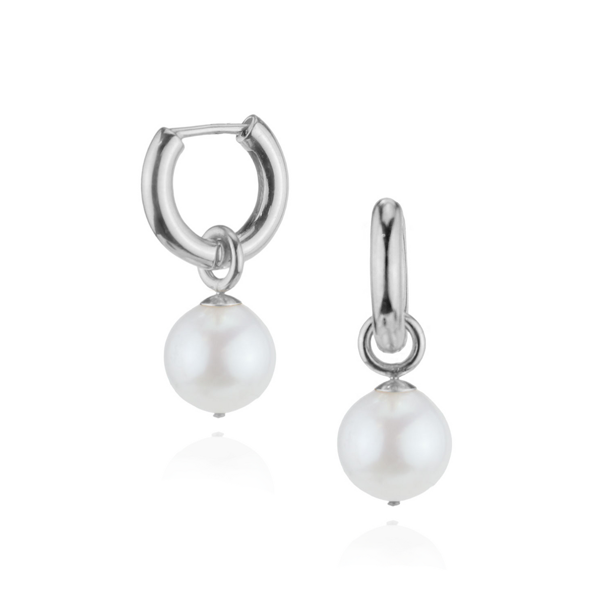 Pearl Hinged Huggie Earrings