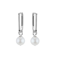 Pearl & Rectangular Hoop Earrings