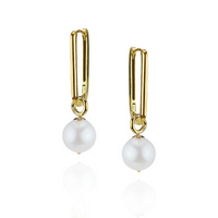 Pearl & Rectangular Hoop Earrings