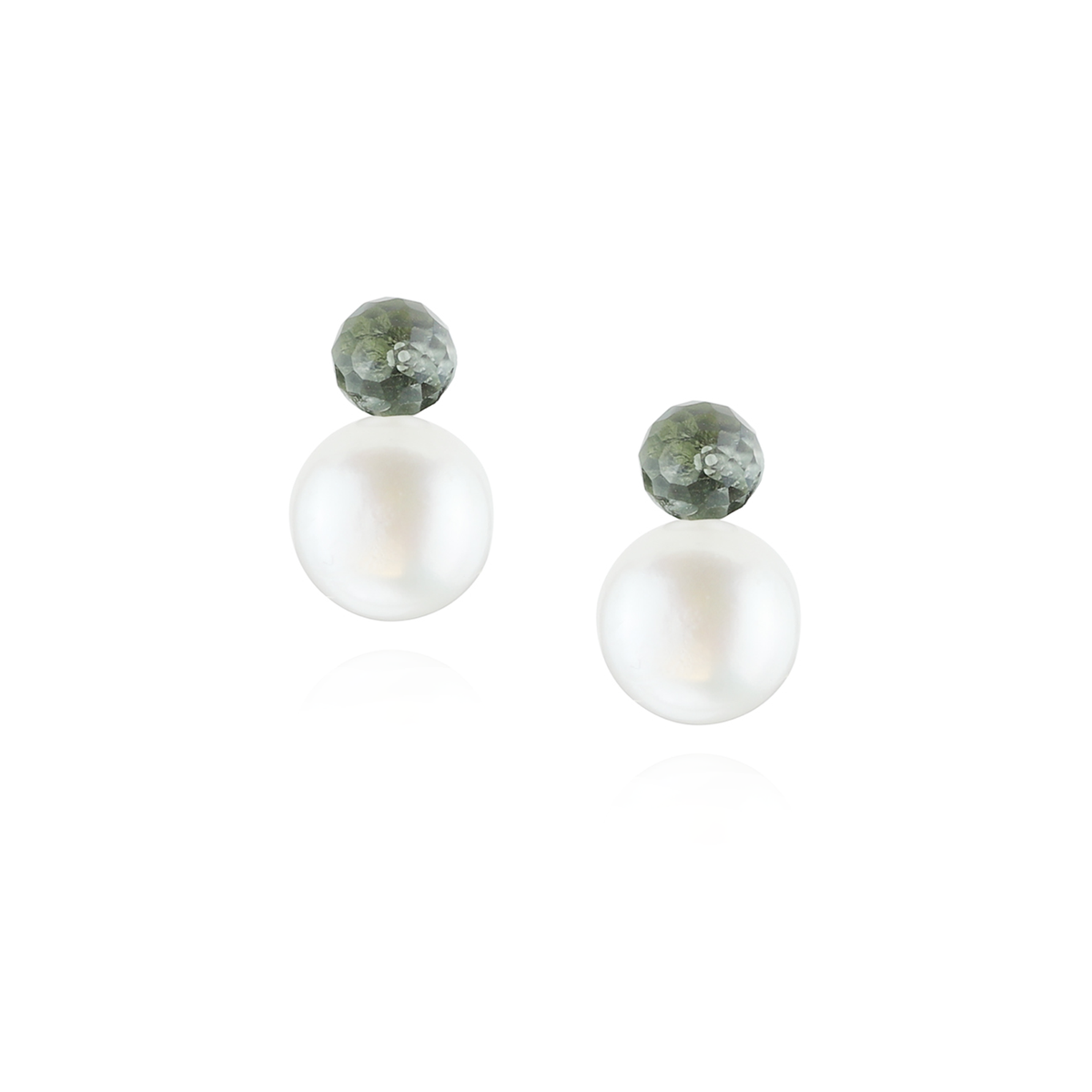 Pearl & Faceted Stone Stud Earrings
