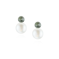 Pearl & Faceted Stone Stud Earrings