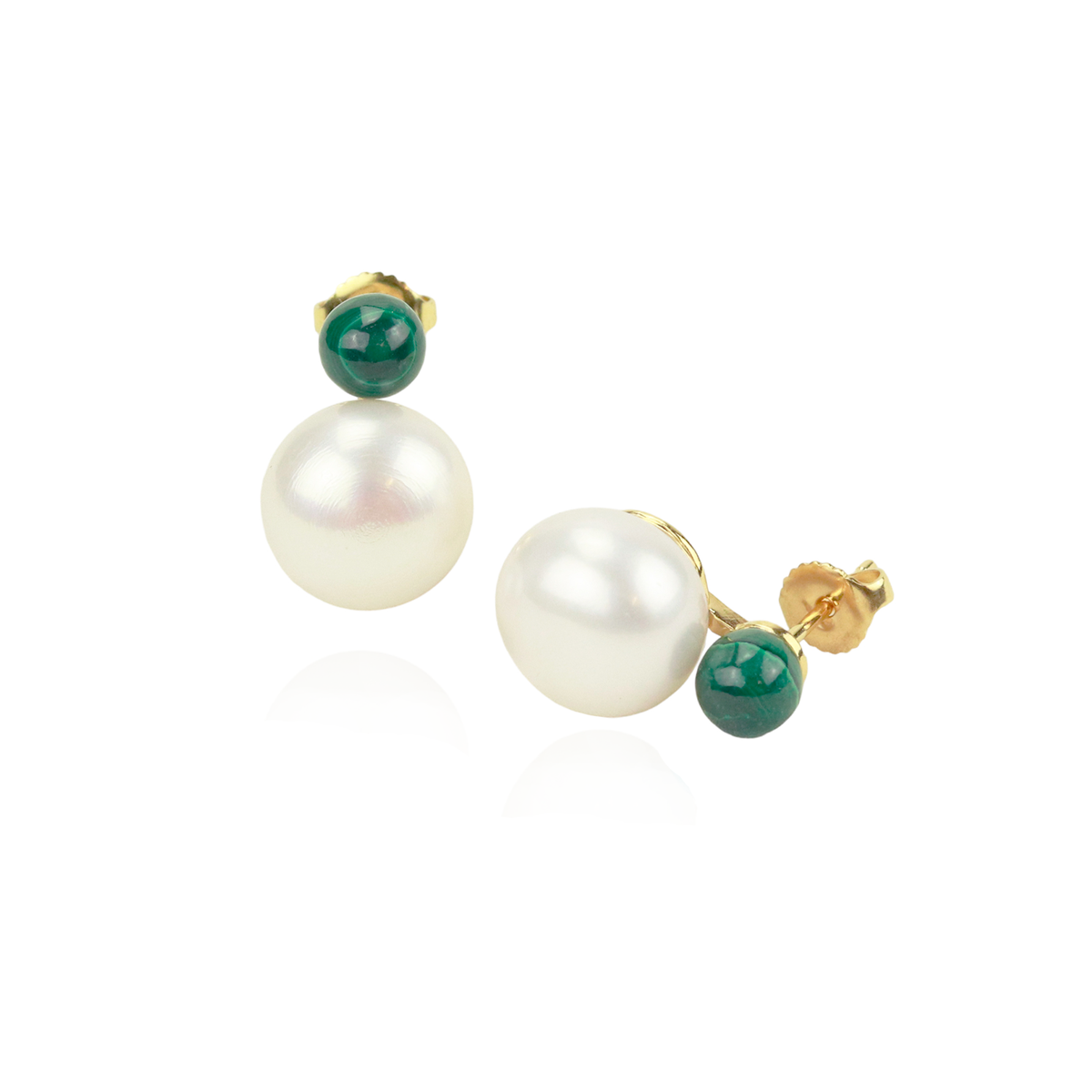 Pearl & Faceted Stone Stud Earrings