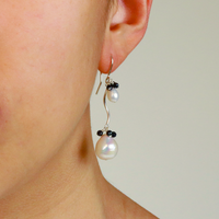 Swirly Double Pearl Drop Earrings