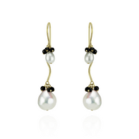 Swirly Double Pearl Drop Earrings