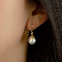 Fish Hook & Textured Feature Pearl Earrings